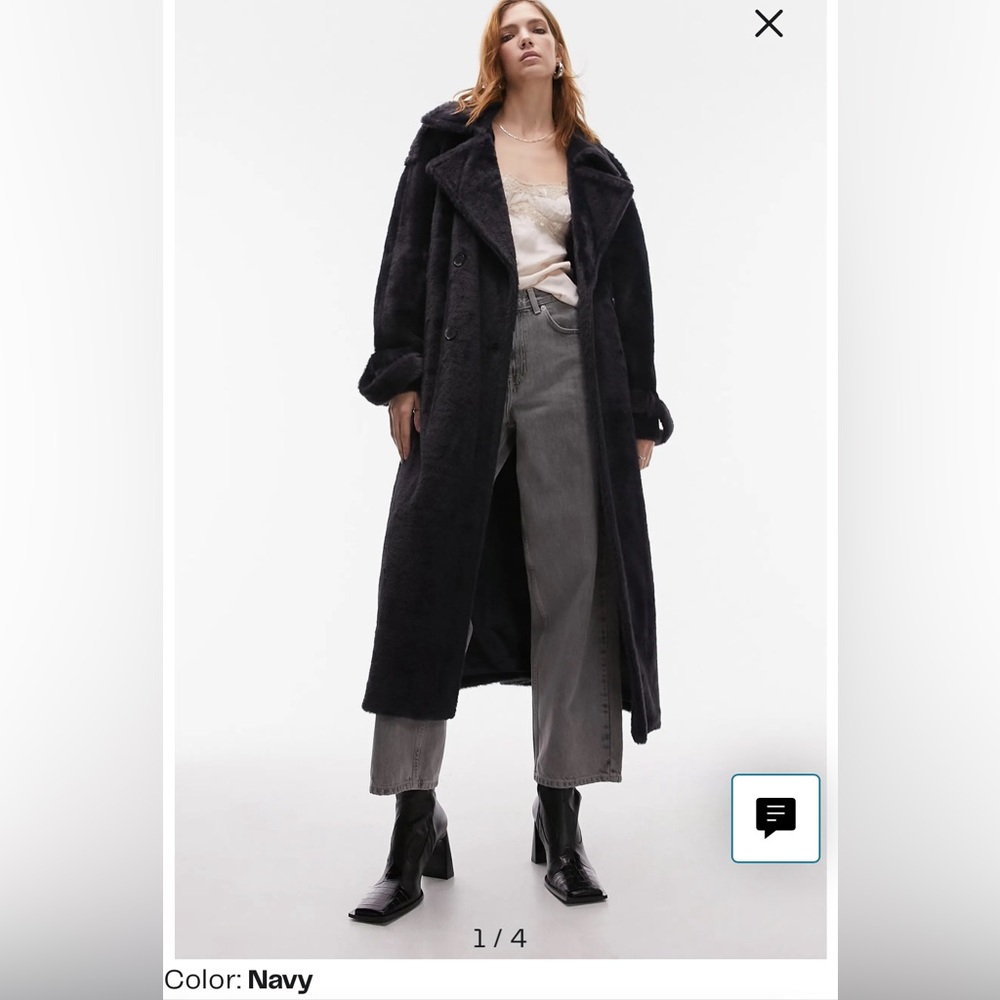 Topshop Longline Faux Fur Coat